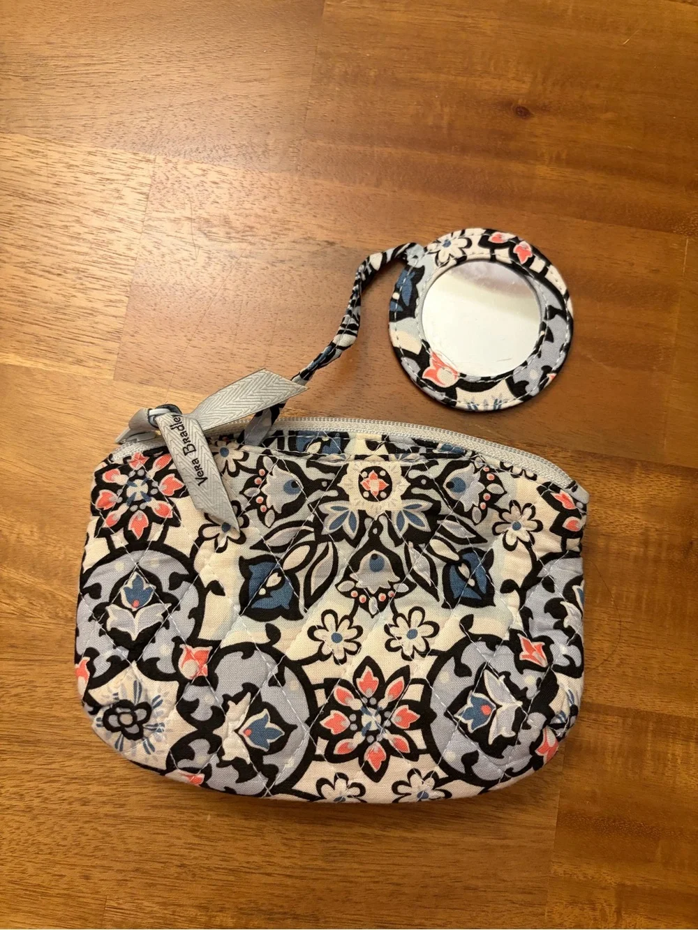 Vera Bradley Small Cosmetic Pouch with Mirror - Lisbon Medallion